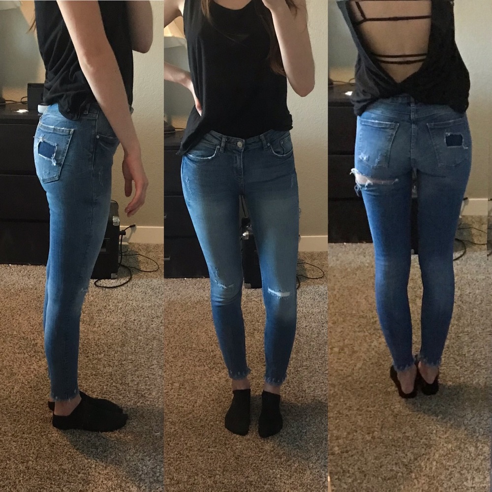 Zara Distressed Denim Skinny Jeans
